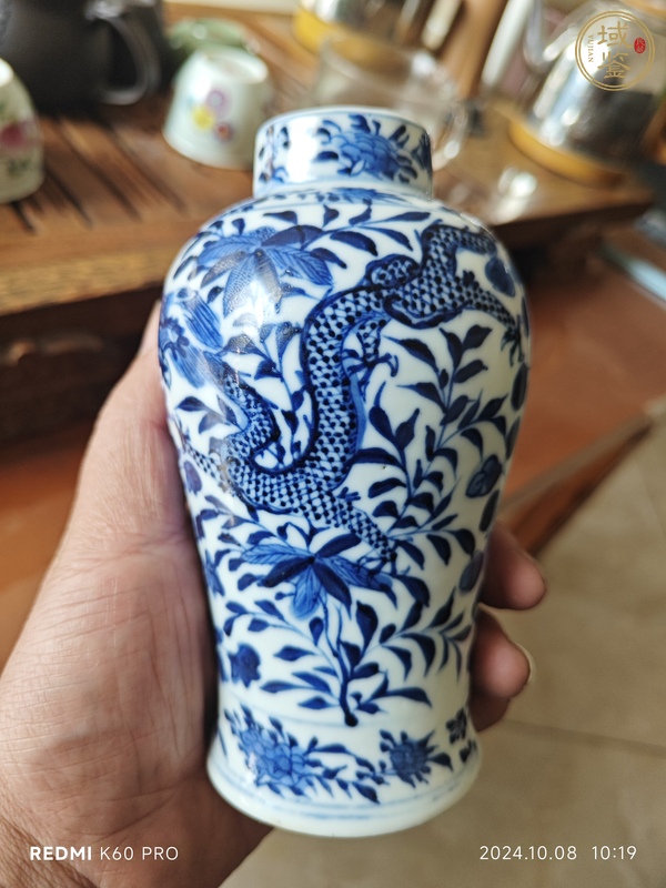 古玩陶瓷青花龍穿花雞腿瓶真品鑒賞圖