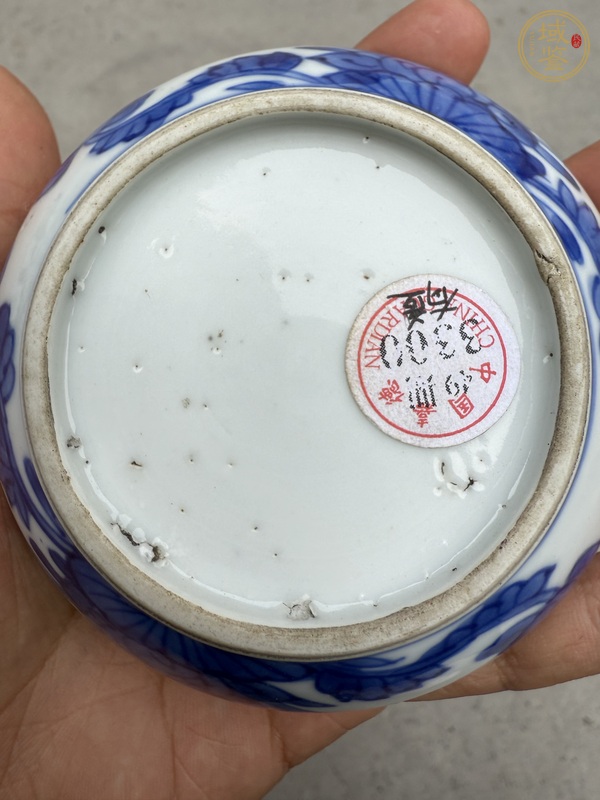 古玩陶瓷青花花卉紋粉盒，注意品相真品鑒賞圖