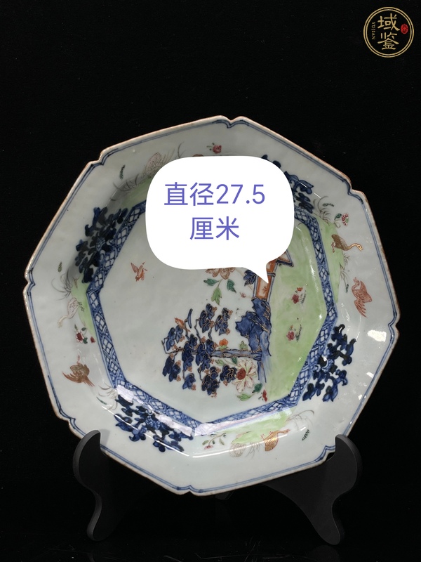 古玩陶瓷青花粉彩描金花鳥花卉紋八方盤真品鑒賞圖