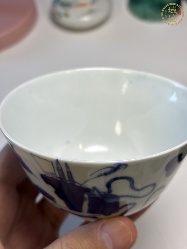 古玩陶瓷青花博古圖茶碗真品鑒賞圖