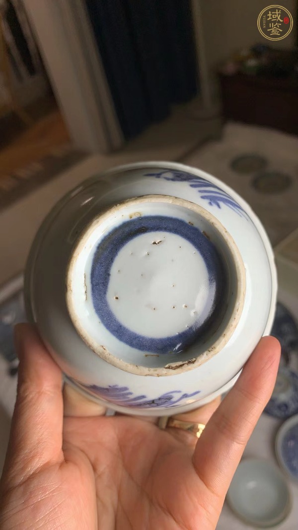 古玩陶瓷明末 青花蘭花紋碗真品鑒賞圖