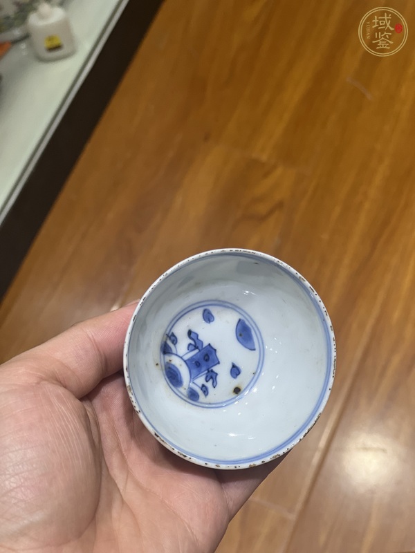 古玩陶瓷日本江戶青花天馬紋茶碗真品鑒賞圖