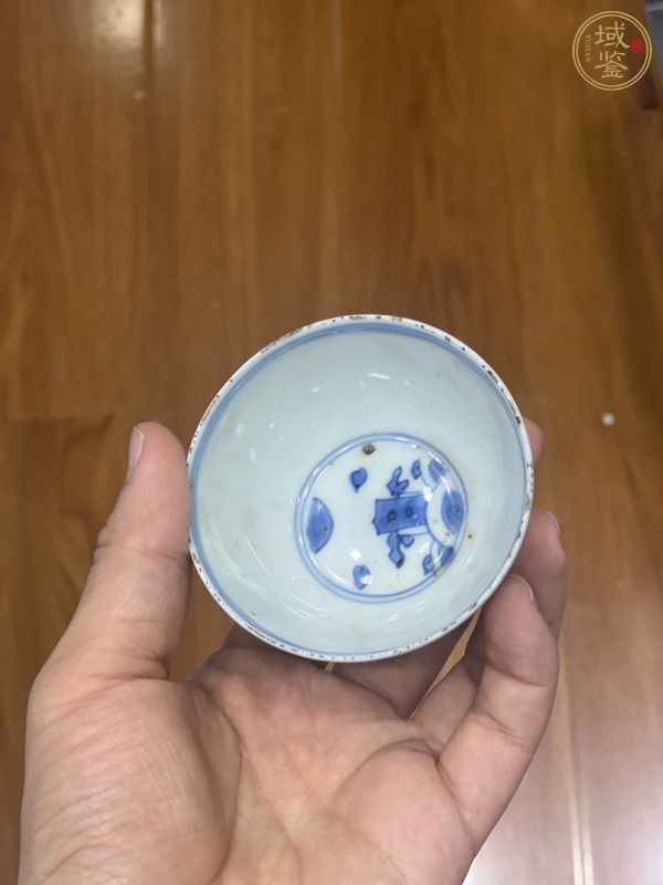 古玩陶瓷日本江戶青花天馬紋茶碗真品鑒賞圖