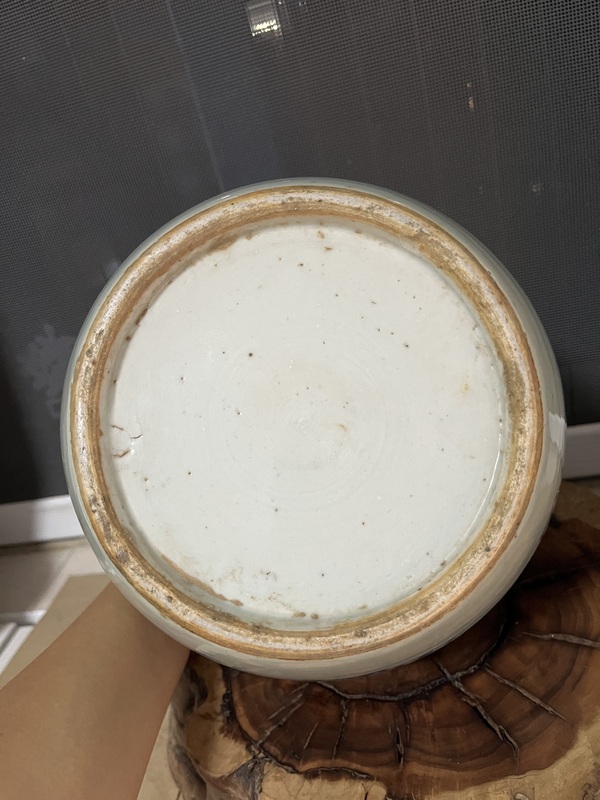 古玩陶瓷清中晚期豆青釉青花獅子繡球圖西瓜罐拍賣,當前價格2888元