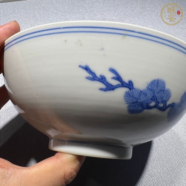 古玩陶瓷青花歲寒三友圖茶碗真品鑒賞圖