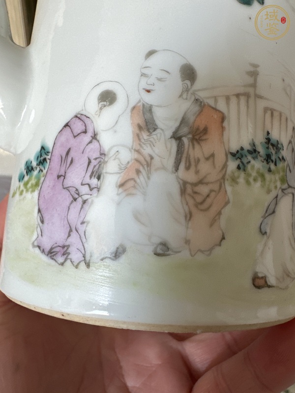 古玩陶瓷淺絳彩人物茶壺真品鑒賞圖