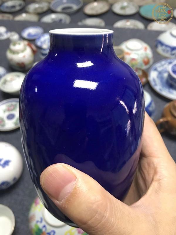 古玩陶瓷霽藍(lán)釉萊菔瓶，注意品相真品鑒賞圖