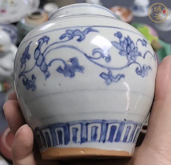 古玩陶瓷花卉紋青花罐真品鑒賞圖