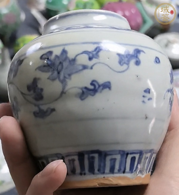 古玩陶瓷花卉紋青花罐真品鑒賞圖