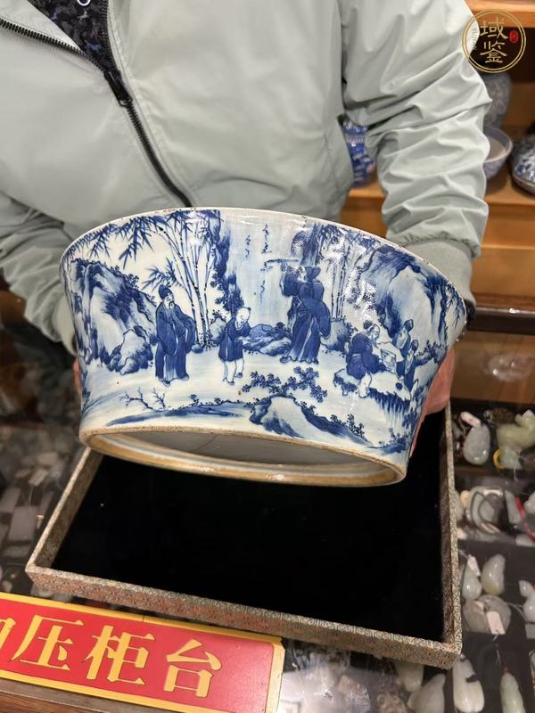 古玩陶瓷青花竹林七賢圖水洗真品鑒賞圖