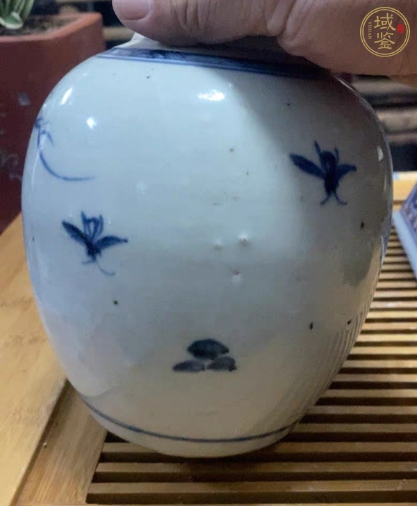 古玩陶瓷青花花卉紋蓋罐真品鑒賞圖