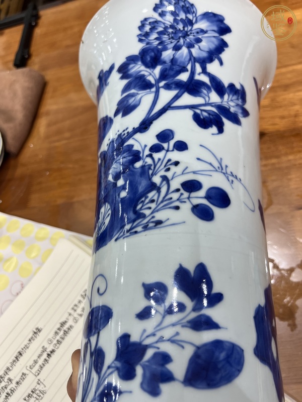 古玩青花花鳥紋花觚真品鑒賞圖