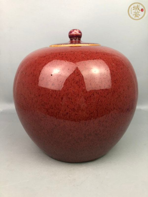 古玩陶瓷紅釉蓋罐真品鑒賞圖