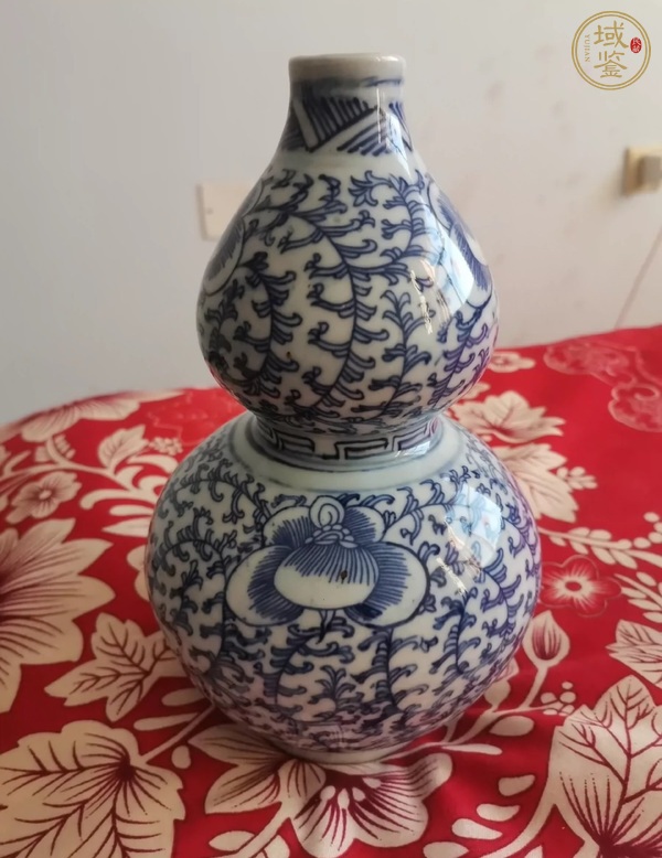 古玩陶瓷青花淡描花卉紋葫蘆瓶，注意品相真品鑒賞圖