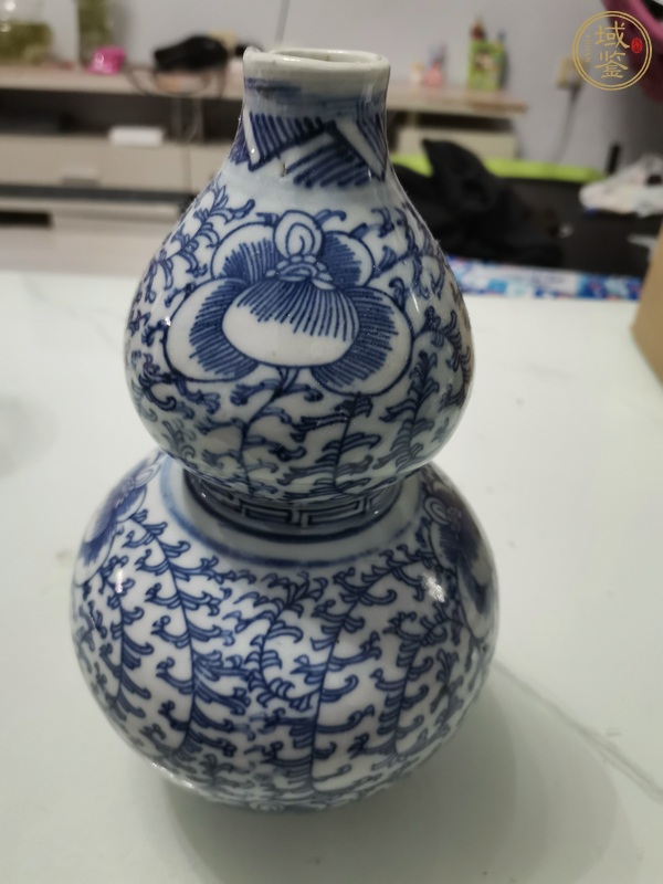 古玩陶瓷青花淡描花卉紋葫蘆瓶，注意品相真品鑒賞圖