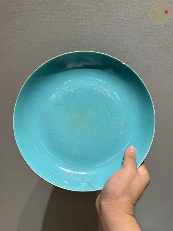古玩陶瓷綠松石釉盤真品鑒賞圖