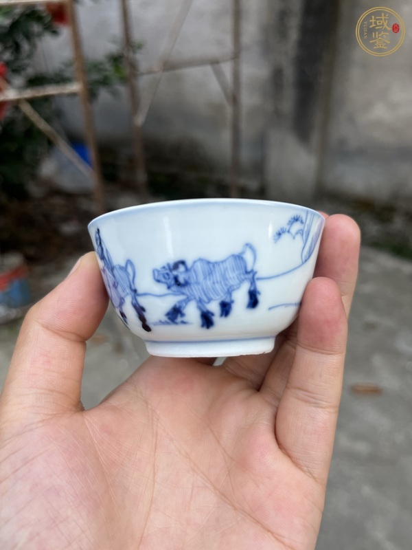 古玩陶瓷青花牧牛圖茶杯，注意品相真品鑒賞圖