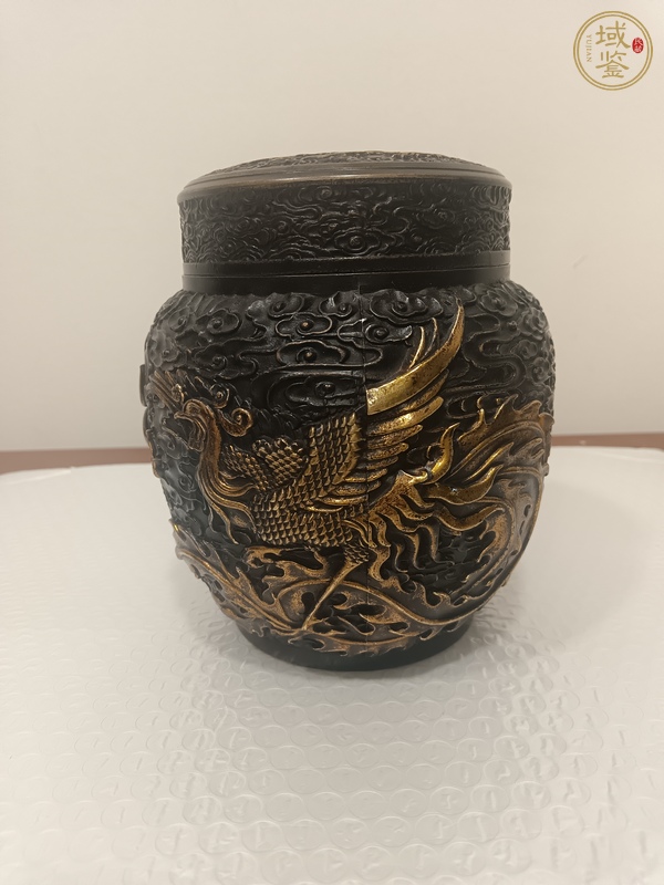 古玩銅器銅刻龍鳳茶葉罐真品鑒賞圖