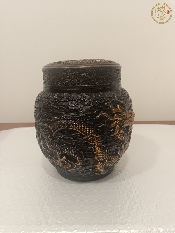 古玩銅器銅刻龍鳳茶葉罐真品鑒賞圖