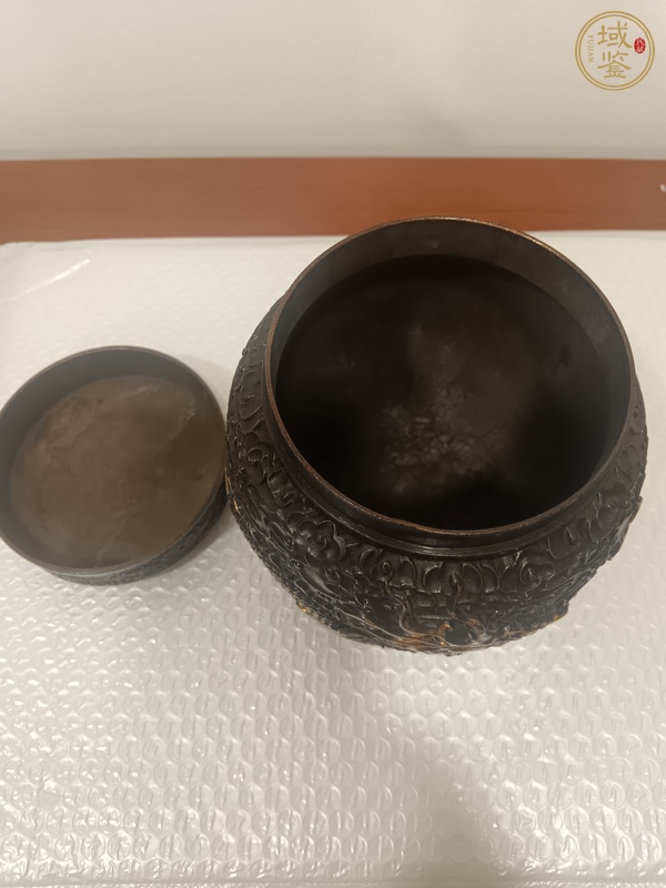 古玩銅器銅刻龍鳳茶葉罐真品鑒賞圖