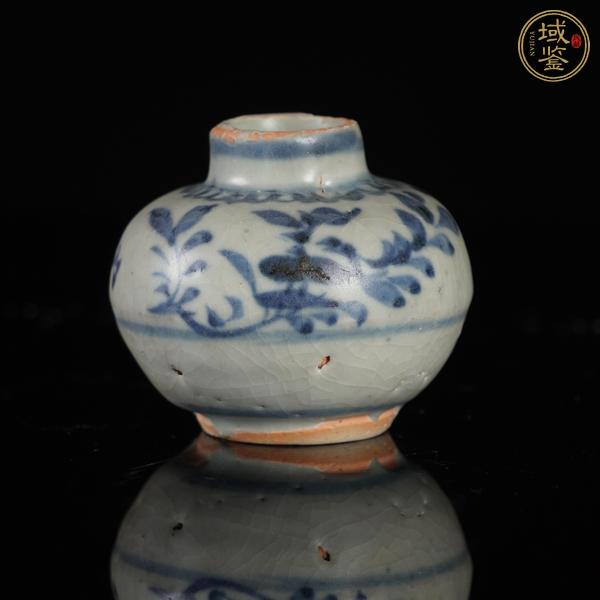 古玩陶瓷花卉紋青花水盂真品鑒賞圖