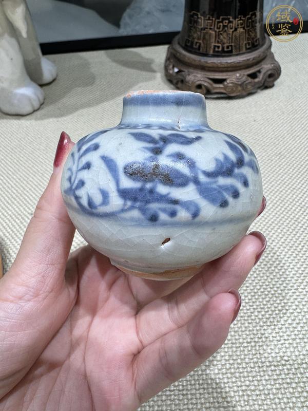 古玩陶瓷青花花卉紋水盂真品鑒賞圖