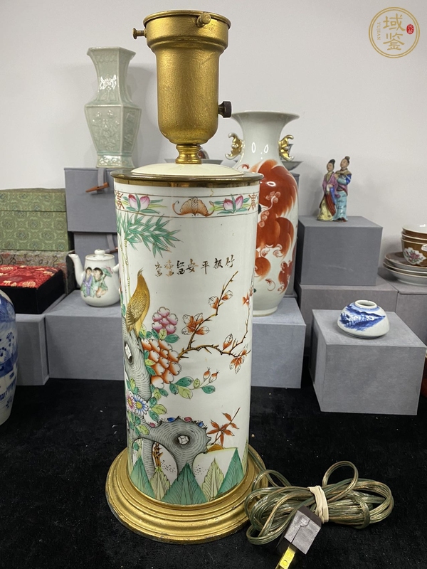 古玩陶瓷粉彩花鳥帽筒真品鑒賞圖