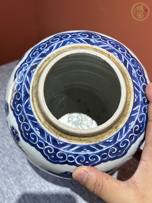 古玩陶瓷清代康熙花間壽字紋罐真品鑒賞圖
