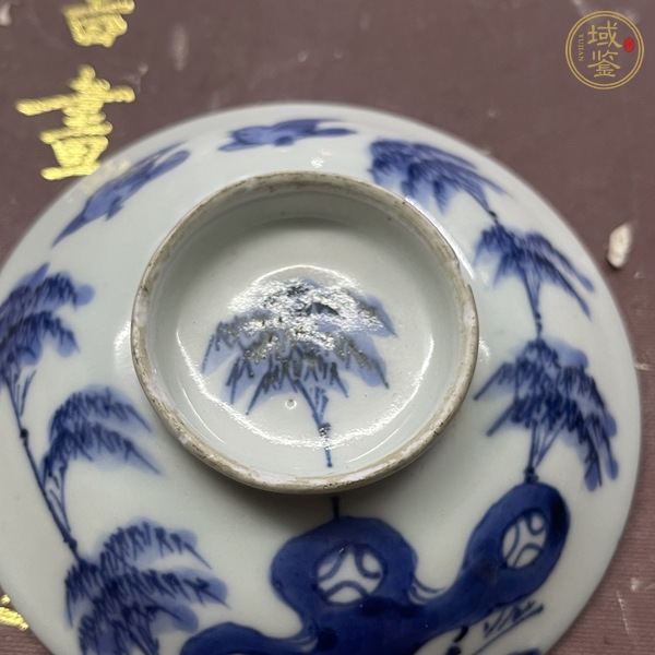 古玩陶瓷青花花鳥花卉紋蓋碗真品鑒賞圖