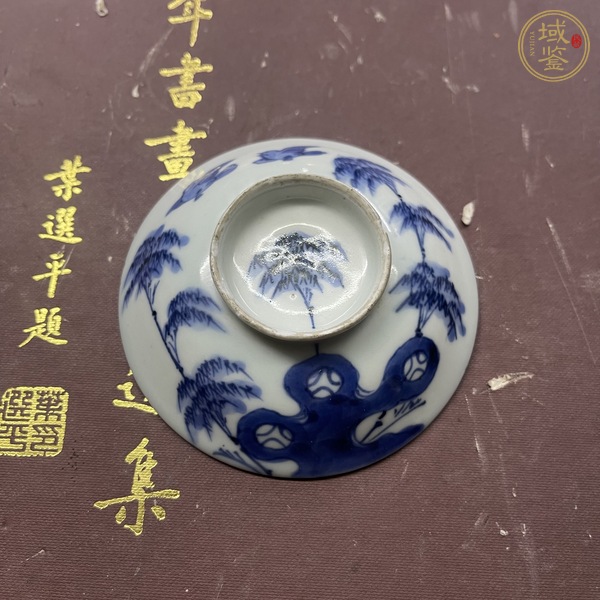 古玩陶瓷青花花鳥花卉紋蓋碗真品鑒賞圖