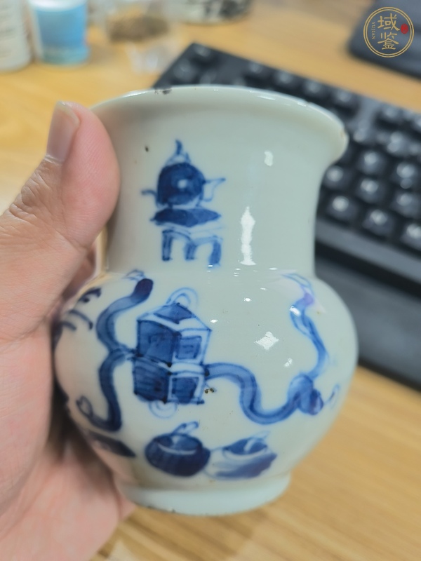 古玩陶瓷青花博古圖渣斗真品鑒賞圖