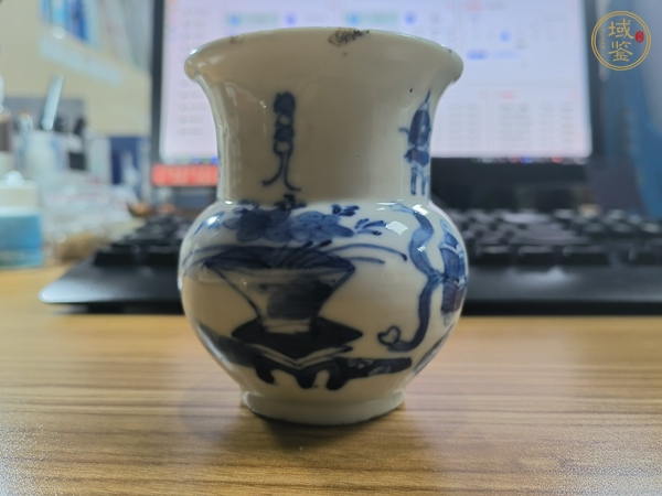 古玩陶瓷青花博古圖渣斗真品鑒賞圖