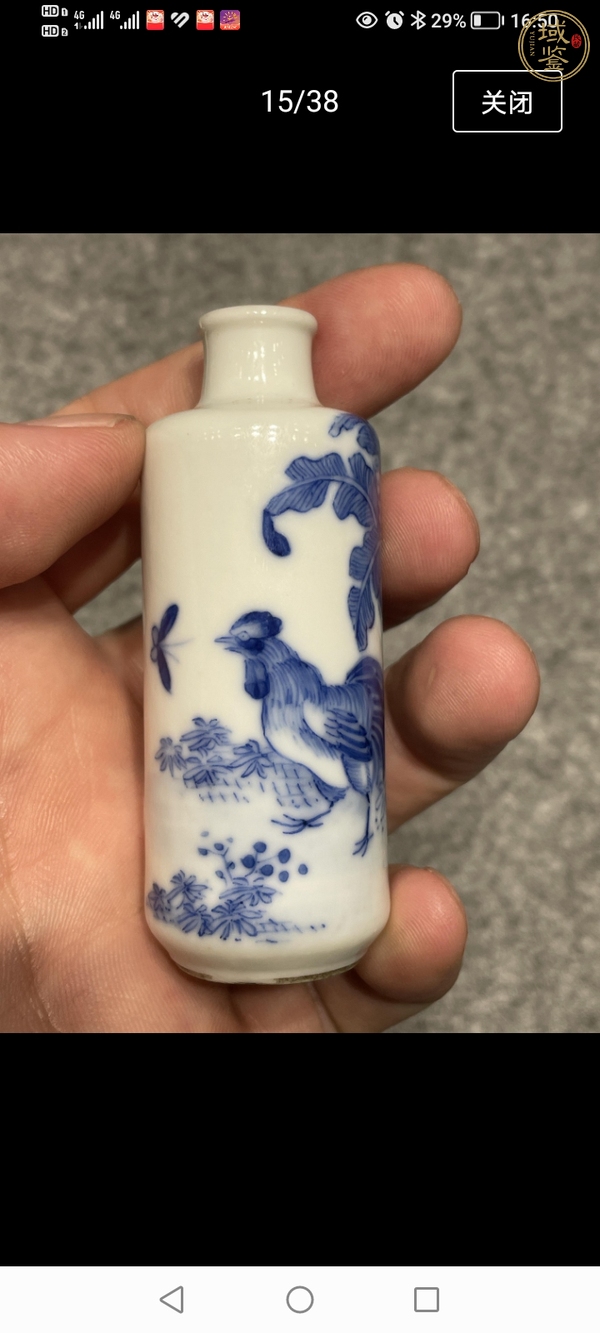 古玩瓷器青花雞紋煙壺真品鑒賞圖