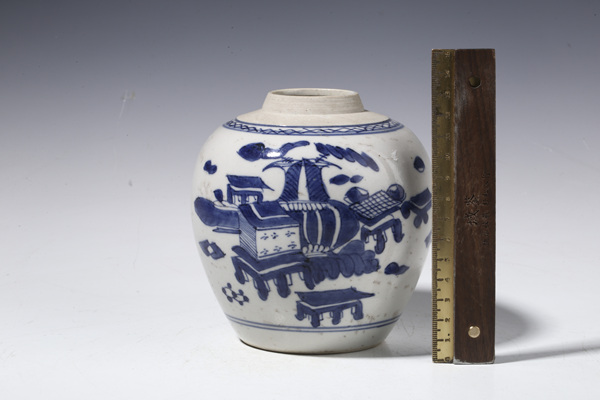 古玩陶瓷清中·青花博古紋罐拍賣,當前價格155元
