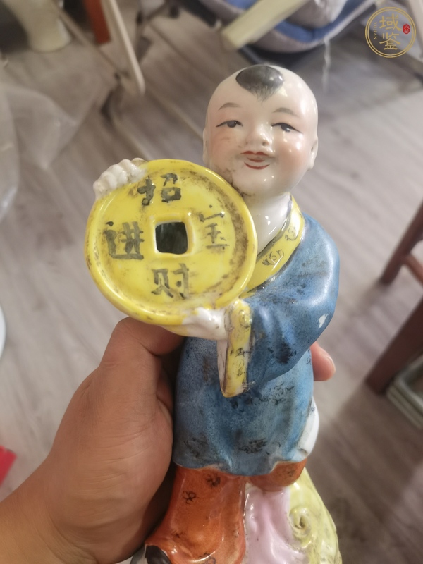 古玩陶瓷招財童子塑像真品鑒賞圖