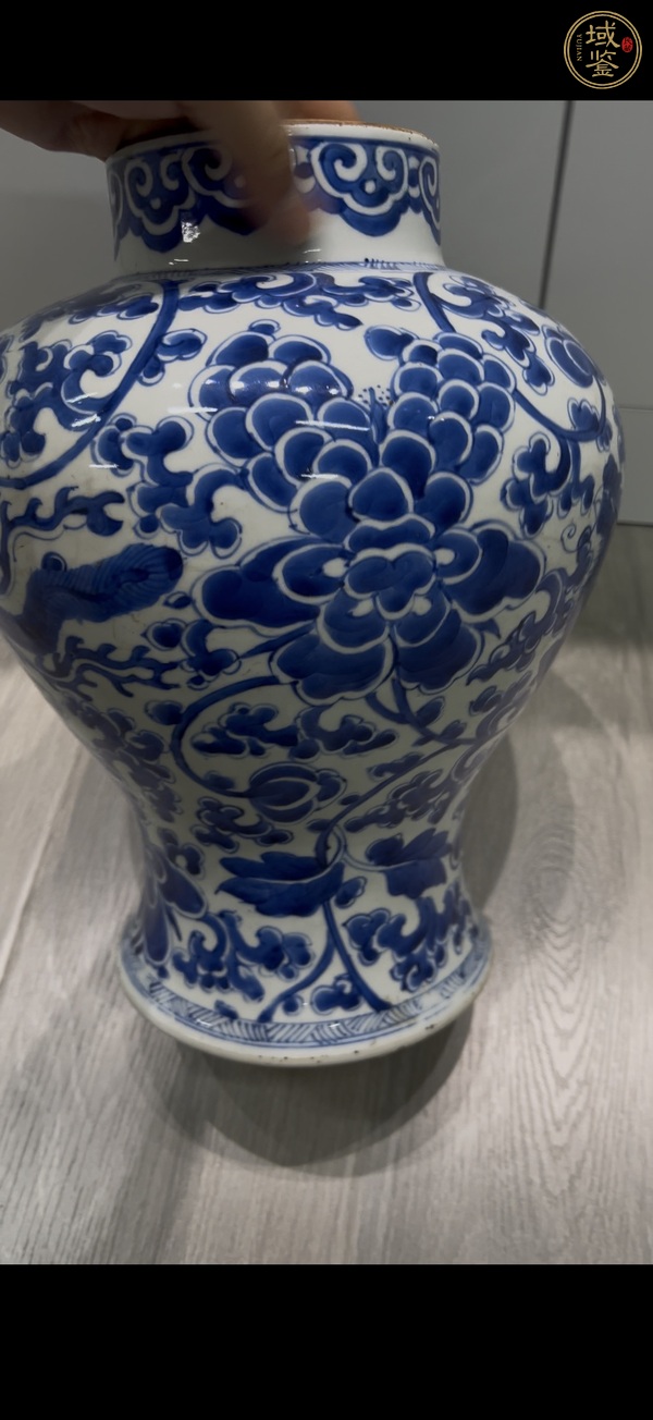 古玩陶瓷青花鳳穿牡丹圖將軍罐，注意品相真品鑒賞圖