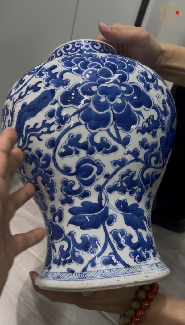 古玩陶瓷青花鳳穿牡丹圖將軍罐，注意品相真品鑒賞圖