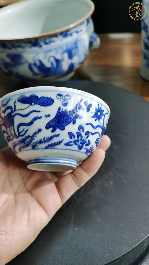 古玩陶瓷青花魚(yú)澡紋碗真品鑒賞圖