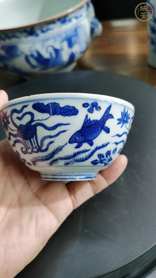 古玩陶瓷青花魚(yú)澡紋碗真品鑒賞圖