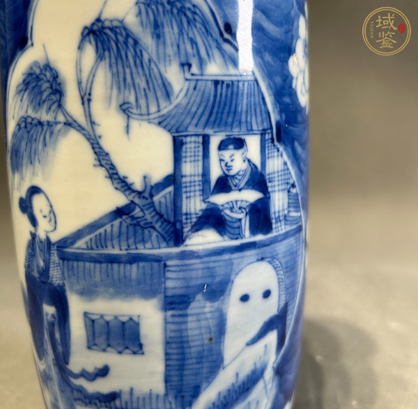 古玩陶瓷青花西廂記紋棒槌瓶真品鑒賞圖