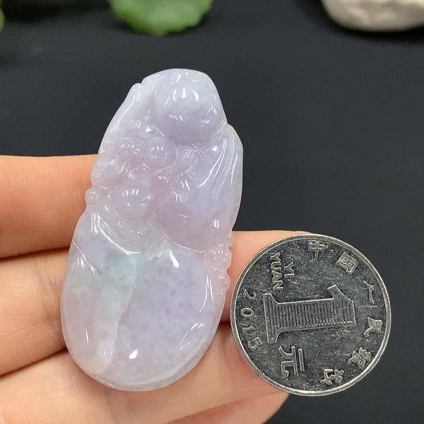 古玩玉器4天然翡翠A貨葫蘆掛件 總重15.480g拍賣,當前價格290元