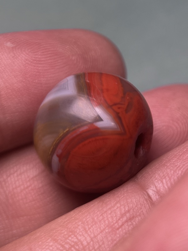 古玩玉器戰國紅縞瑪瑙珠拍賣,當前價格18800元