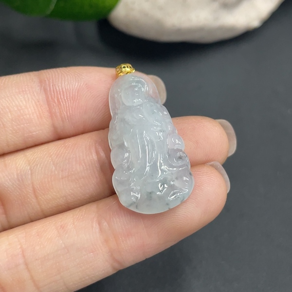 古玩玉器7天然翡翠A貨鑲嵌掛件(正冰種) 觀音 18k金 約重2.7g拍賣,當前價格380元