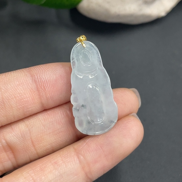 古玩玉器7天然翡翠A貨鑲嵌掛件(正冰種) 觀音 18k金 約重2.7g拍賣,當前價格380元