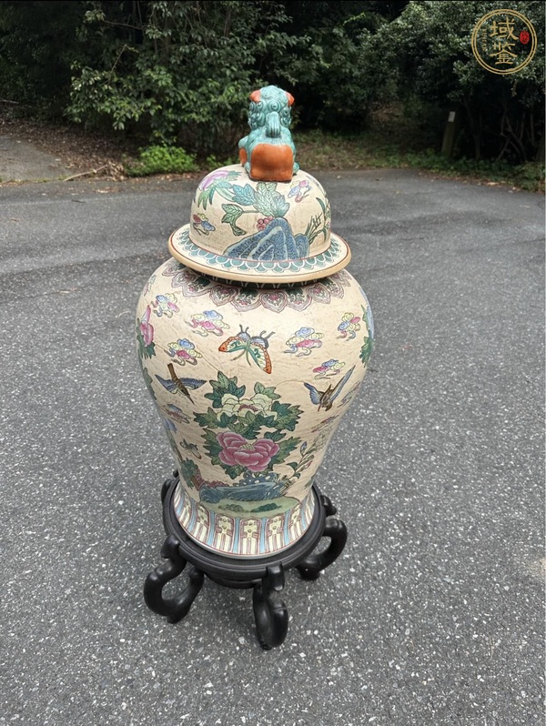 古玩陶瓷粉彩花鳥將軍罐真品鑒賞圖