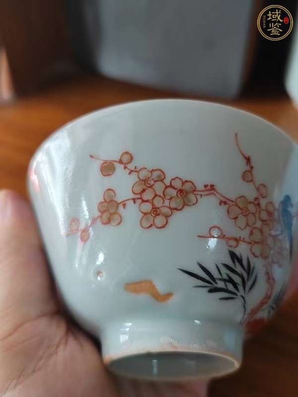 古玩陶瓷粉彩花鳥蓋碗真品鑒賞圖