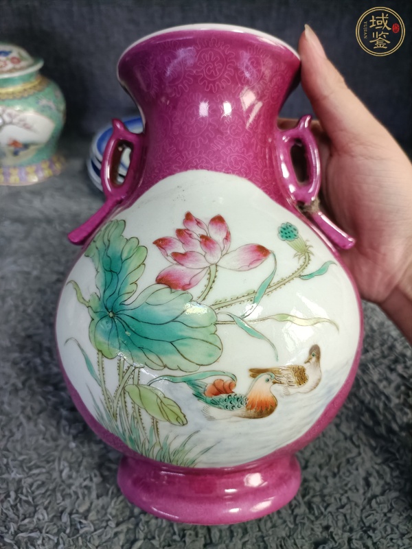 古玩陶瓷花鳥紋尊真品鑒賞圖