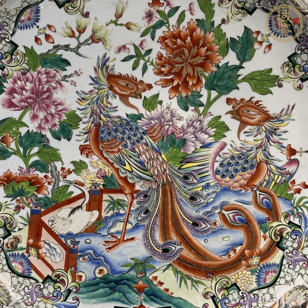 古玩陶瓷花鳥紋粉彩盤真品鑒賞圖