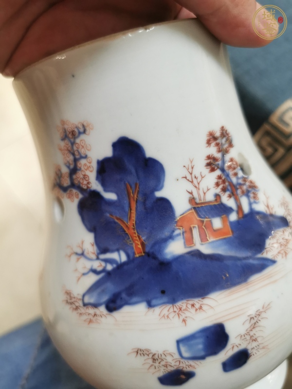 古玩陶瓷青花礬紅尊真品鑒賞圖