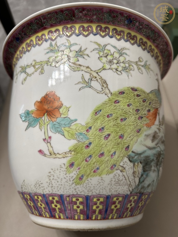 古玩陶瓷花鳥(niǎo)紋花盆真品鑒賞圖